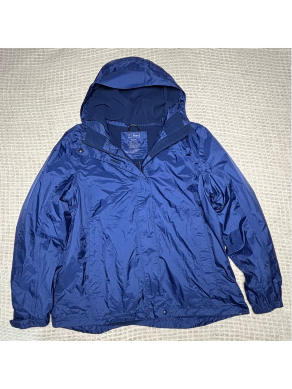 L.L. Bean Blue Waterproof Trail Model Jacket Fleece Lined Hooded Misses XL